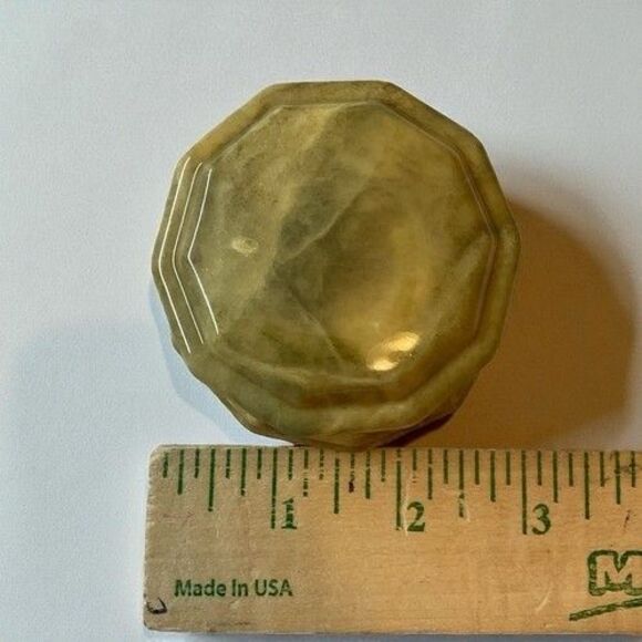 VTG Green Hand Carved Genuine Alabaster Jewelry Pill Hinged Trinket Box Italy - Picture 3 of 10